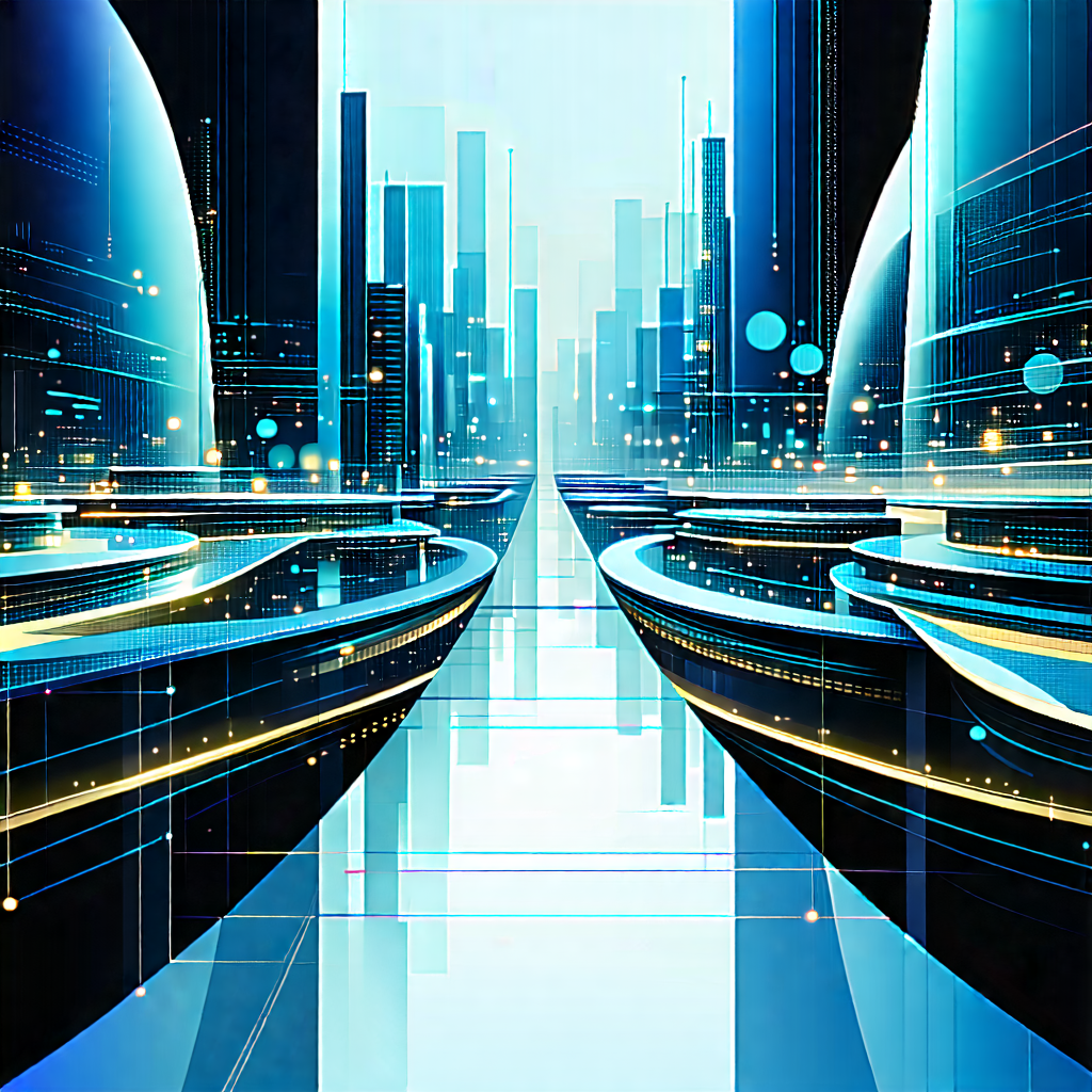 Tech Digital Illustration: Futuristic Innovation Hub With Image, There
