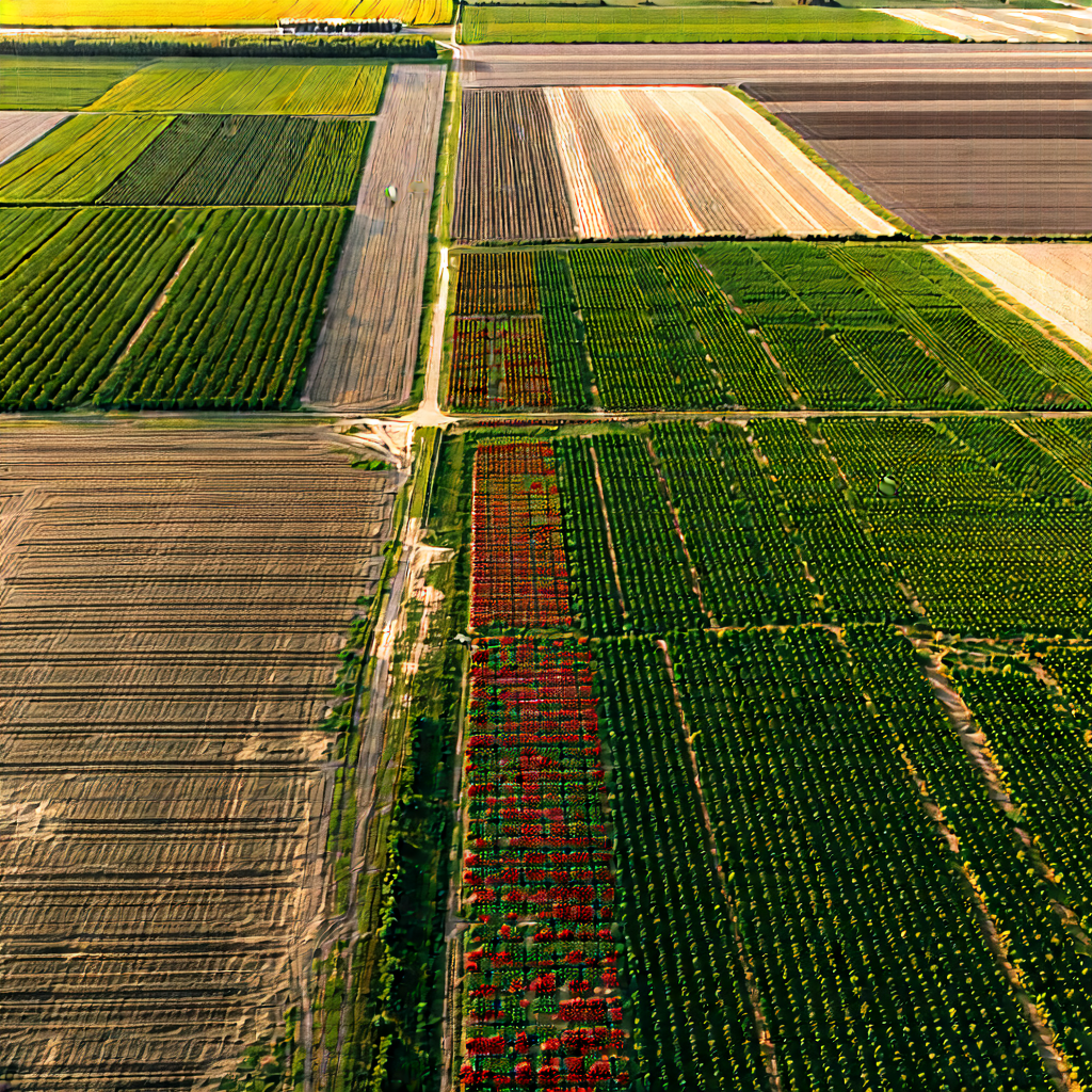 Nature Digital Art: Aerial View Of Agricultural Fields With Large Aerial