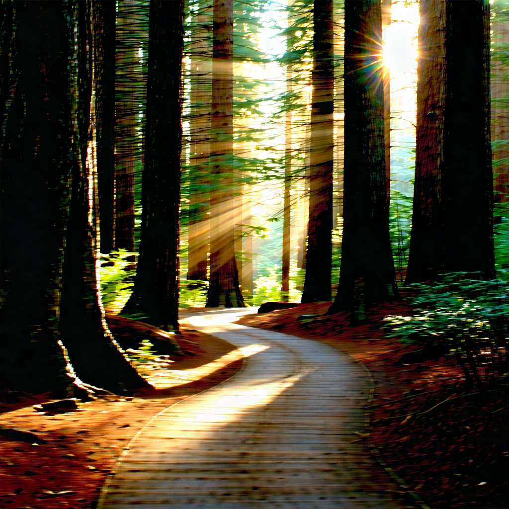 Nature Advertising Photography: Path Through Redwood Forest With Serene Forest