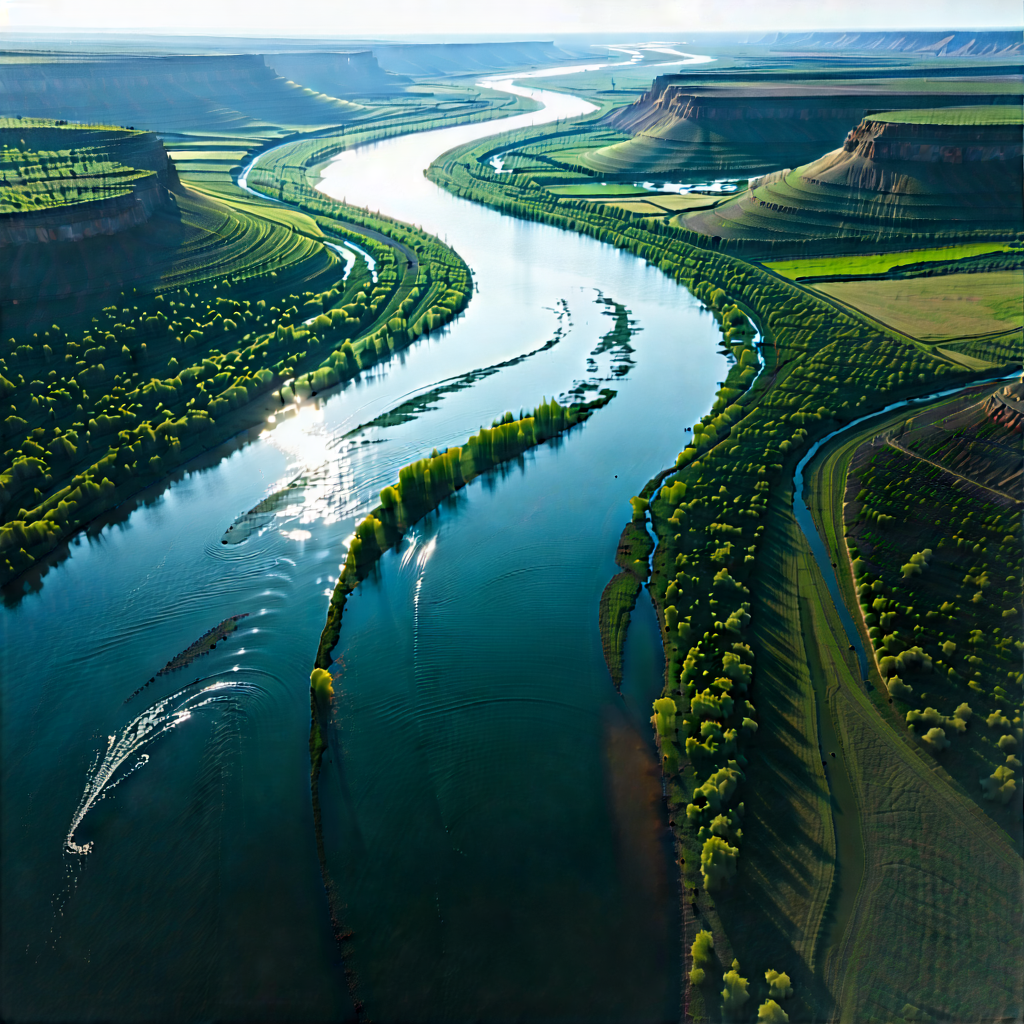 Nature Hdr Photography: Aerial view of winding river