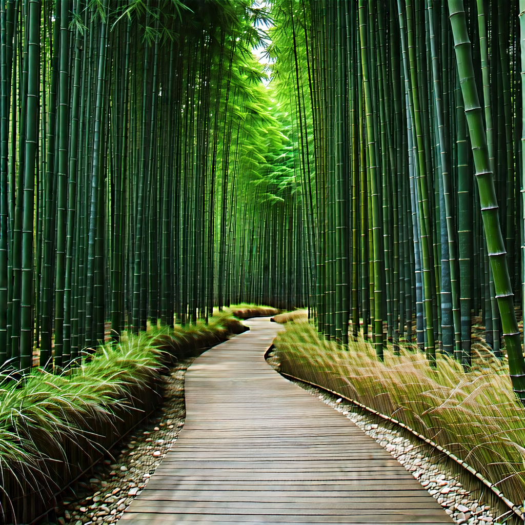 Nature Long Exposure Photography: Path through bamboo grove