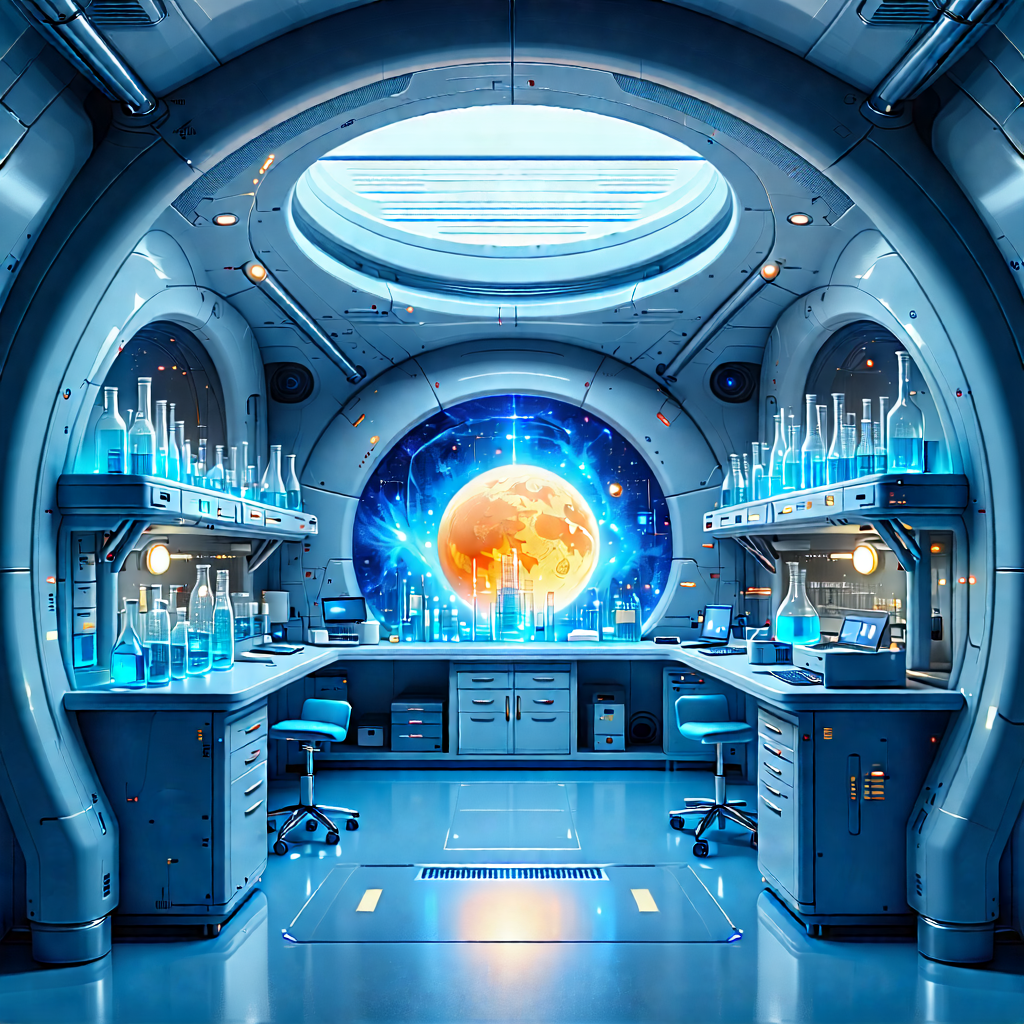 Tech Vector Art: Futuristic Research Laboratory With Image, There