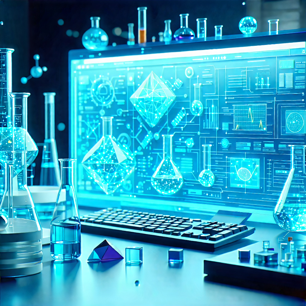 Tech Low Poly: Educational Technology In Modern Laboratory With Computer Screen
