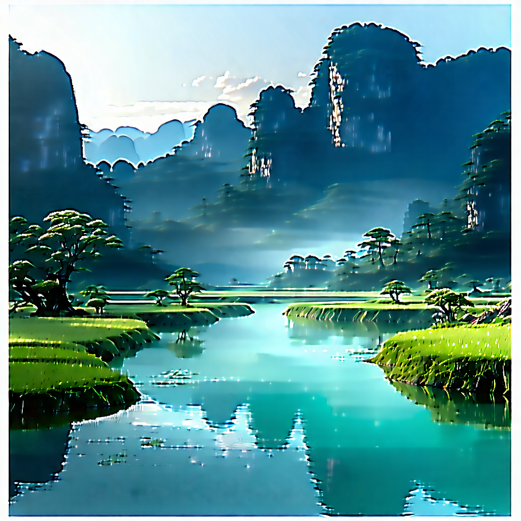 Tech Landscape Photography: (digital:1.49) Transformation Visualization With Painting Serene
