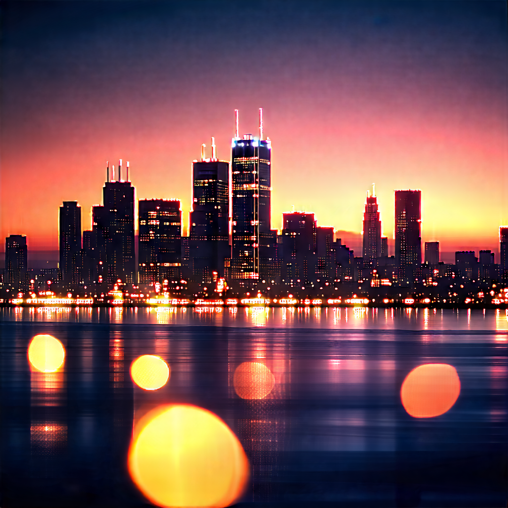 Urban Digital Art: Cityscape Of (modern:1.3) Metropolis During (sunset:1.33) With Captures Beautiful