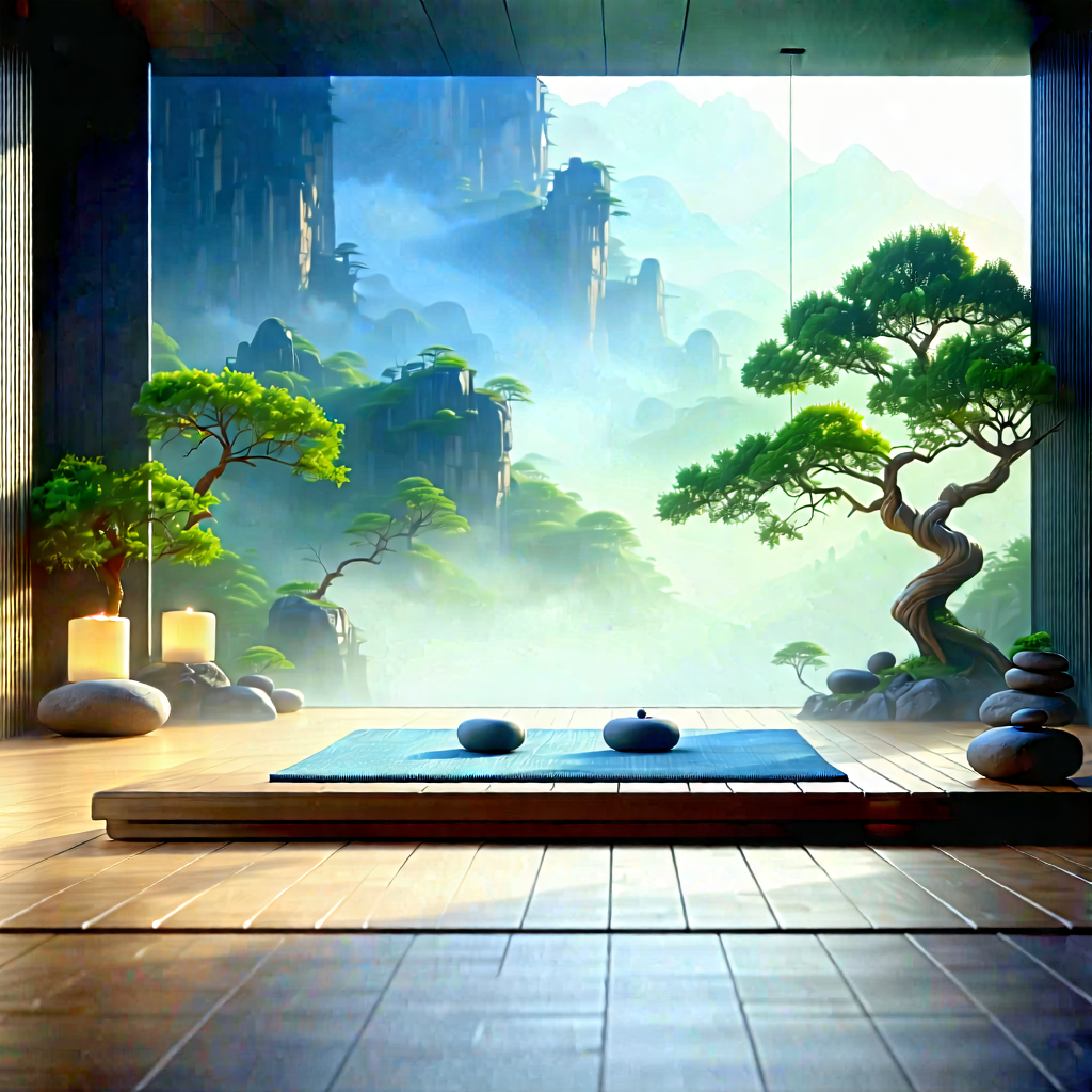 Lifestyle Graphic Design: Wellness Scene With Meditation Space With Image, There