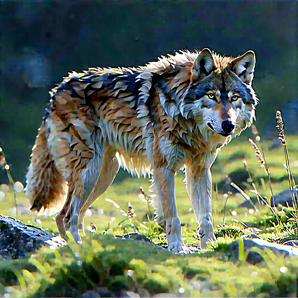 Nature Isometric Design: Wolf In Natural Habitat With Wolf Standing