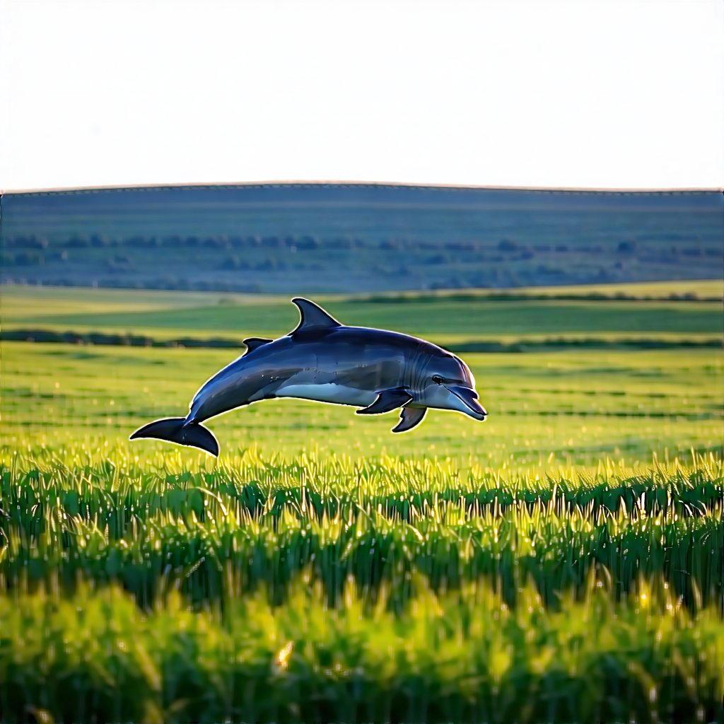 Nature Drone Photography: Dolphin in prairie grassland