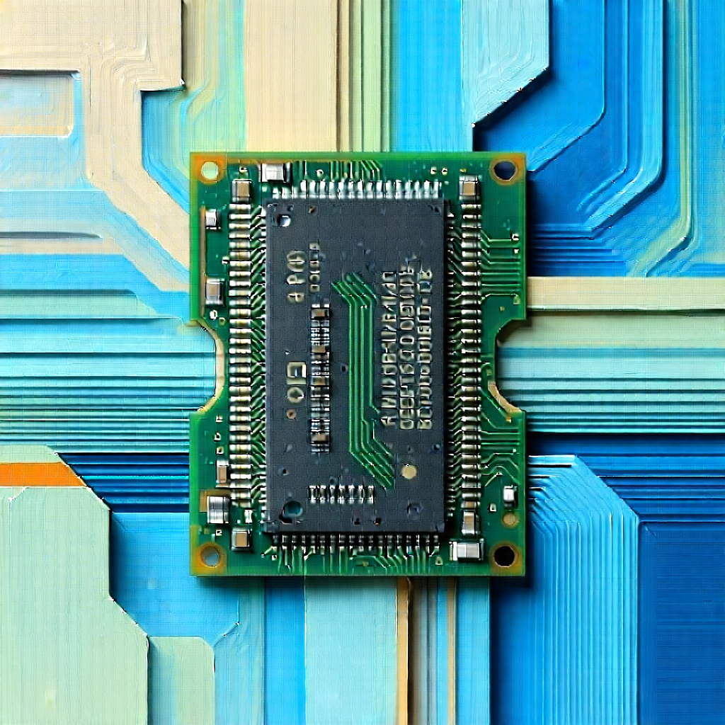 Tech Gouache Painting: Close-up of memory module