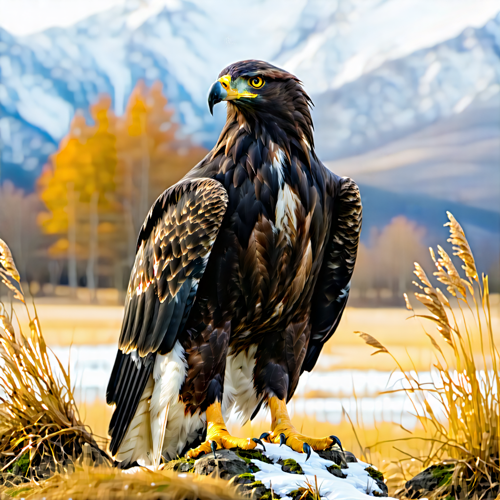 Nature Product Photography: Eagle In Natural Habitat With Large Bird,
