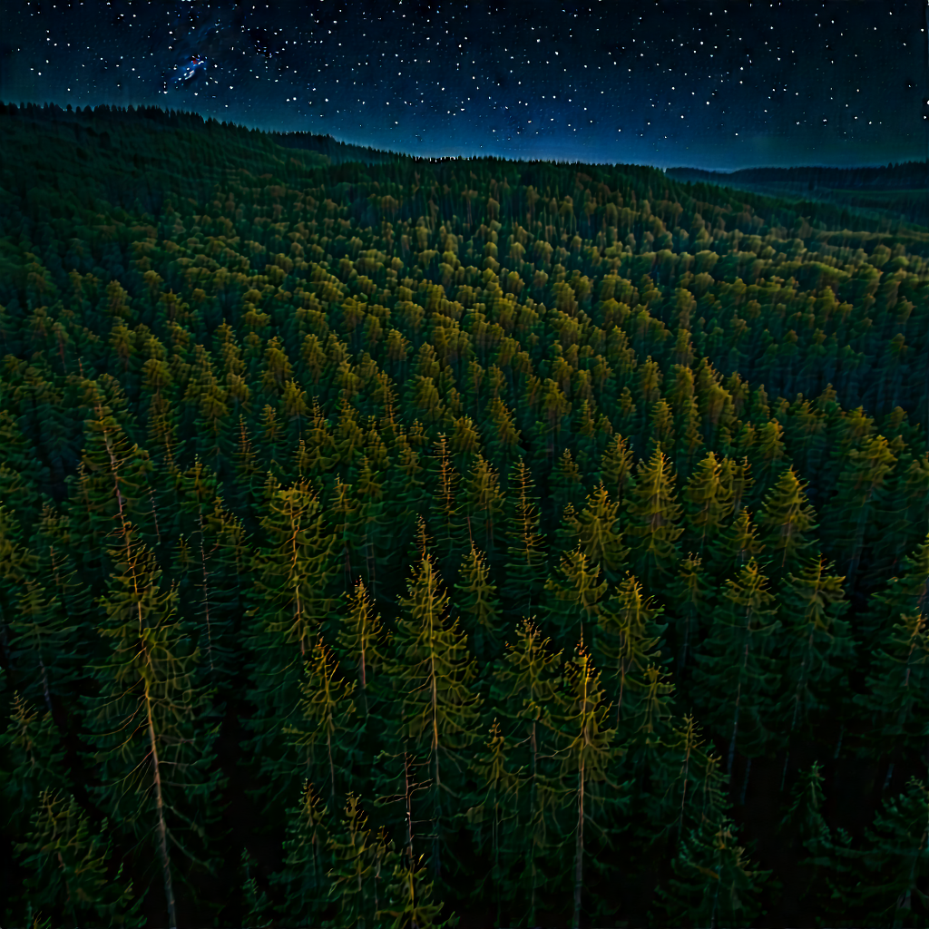 Nature Aerial Photography: Forest scene during night