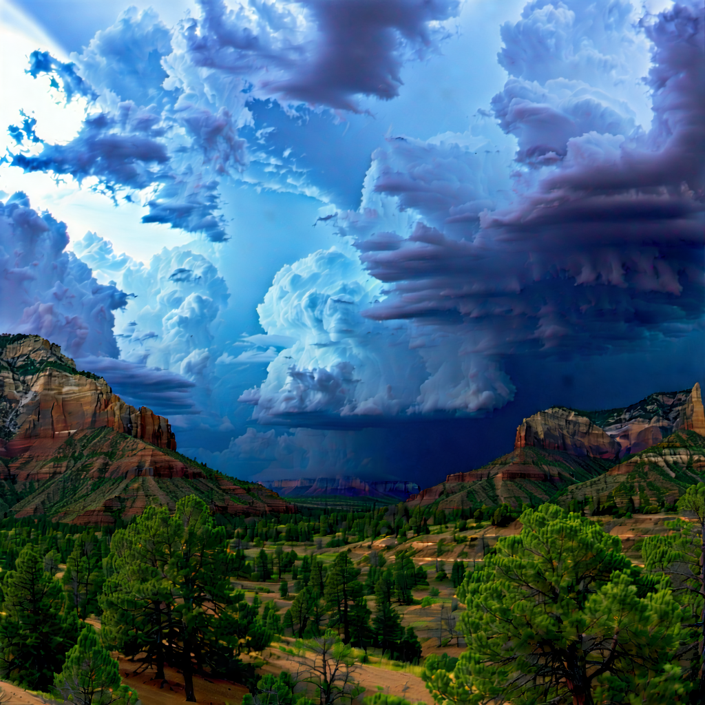 Nature Editorial Photography: Storm (clouds:1.19) Over Canyon Floor With Beautiful Landscape