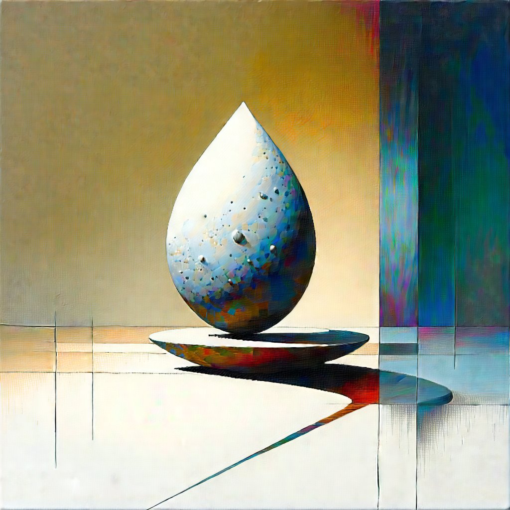 Abstract Pastel Drawing: Balance Represented Through Negative Space With Large, Blue,