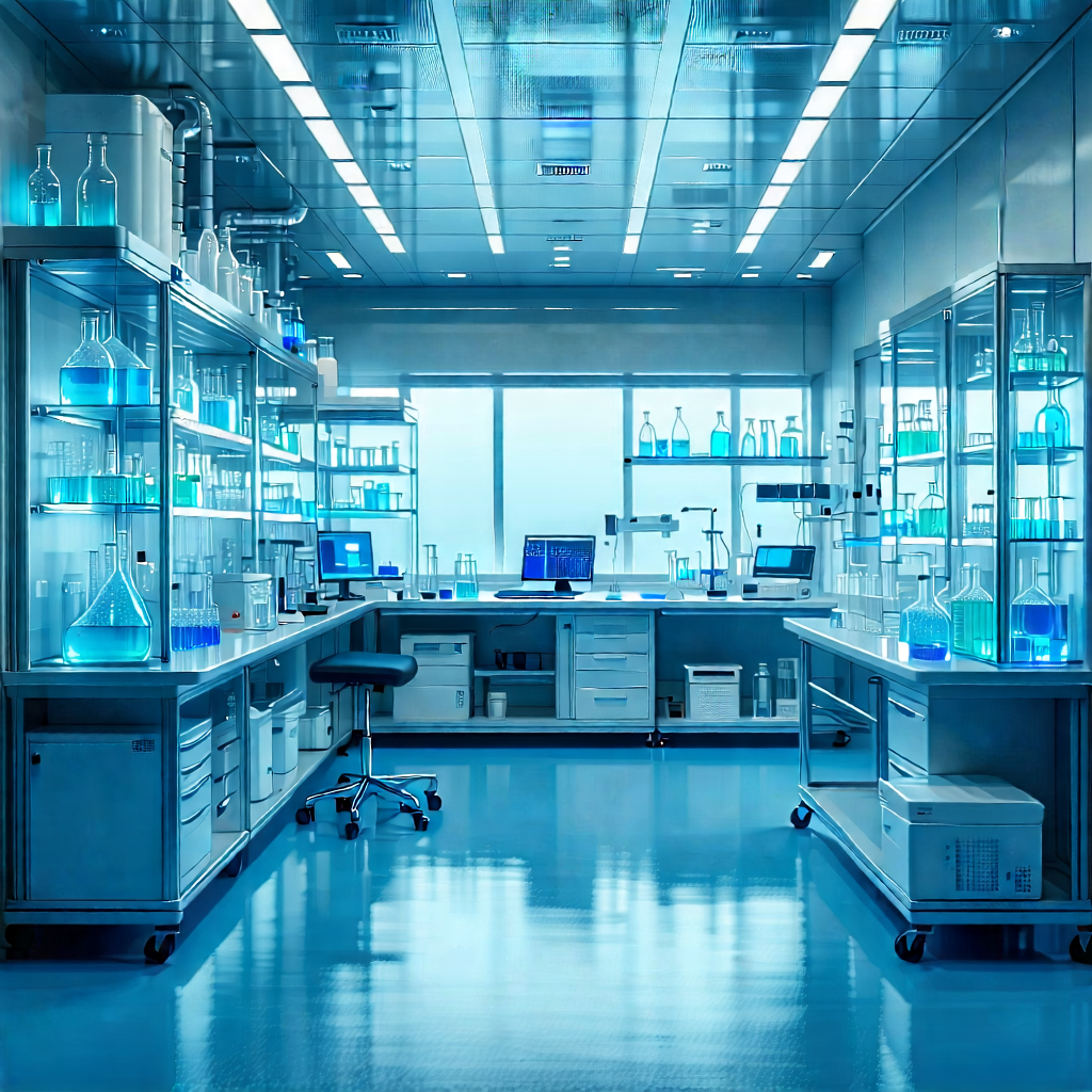 Tech Architectural Photography: Healthcare Technology In (modern:1.49) Laboratory With Large, Well-lit