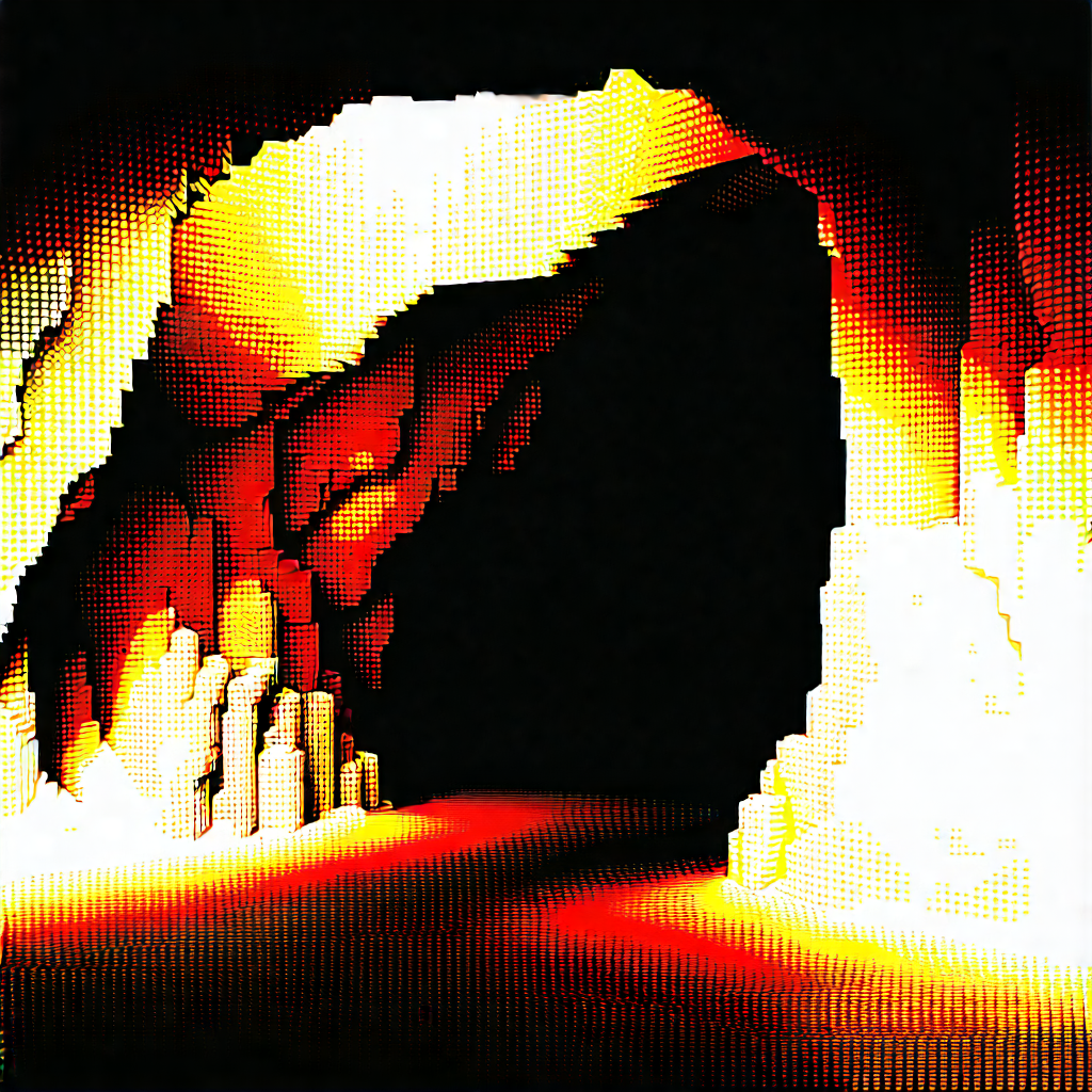 Nature Isometric Design: Cave entrance in autumn colors