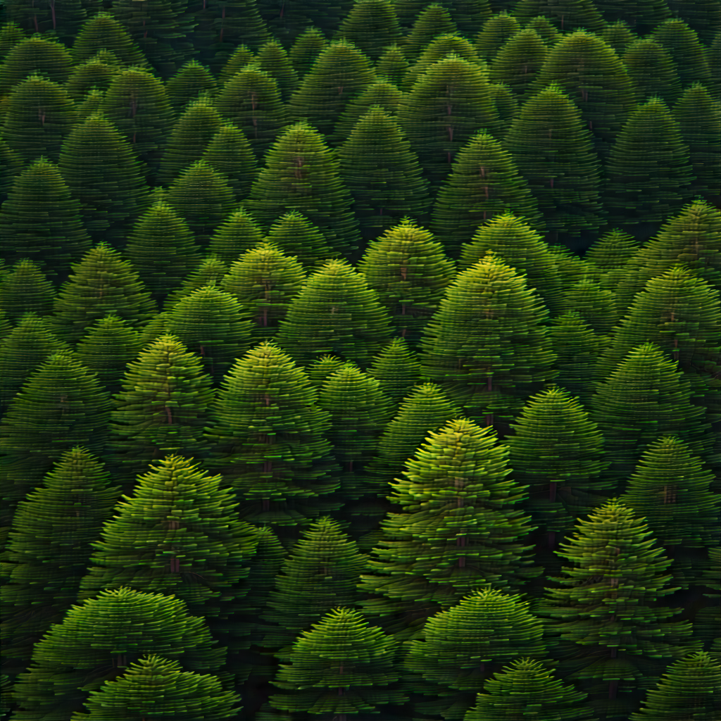 Nature 3D Render: Aerial view of forest canopy