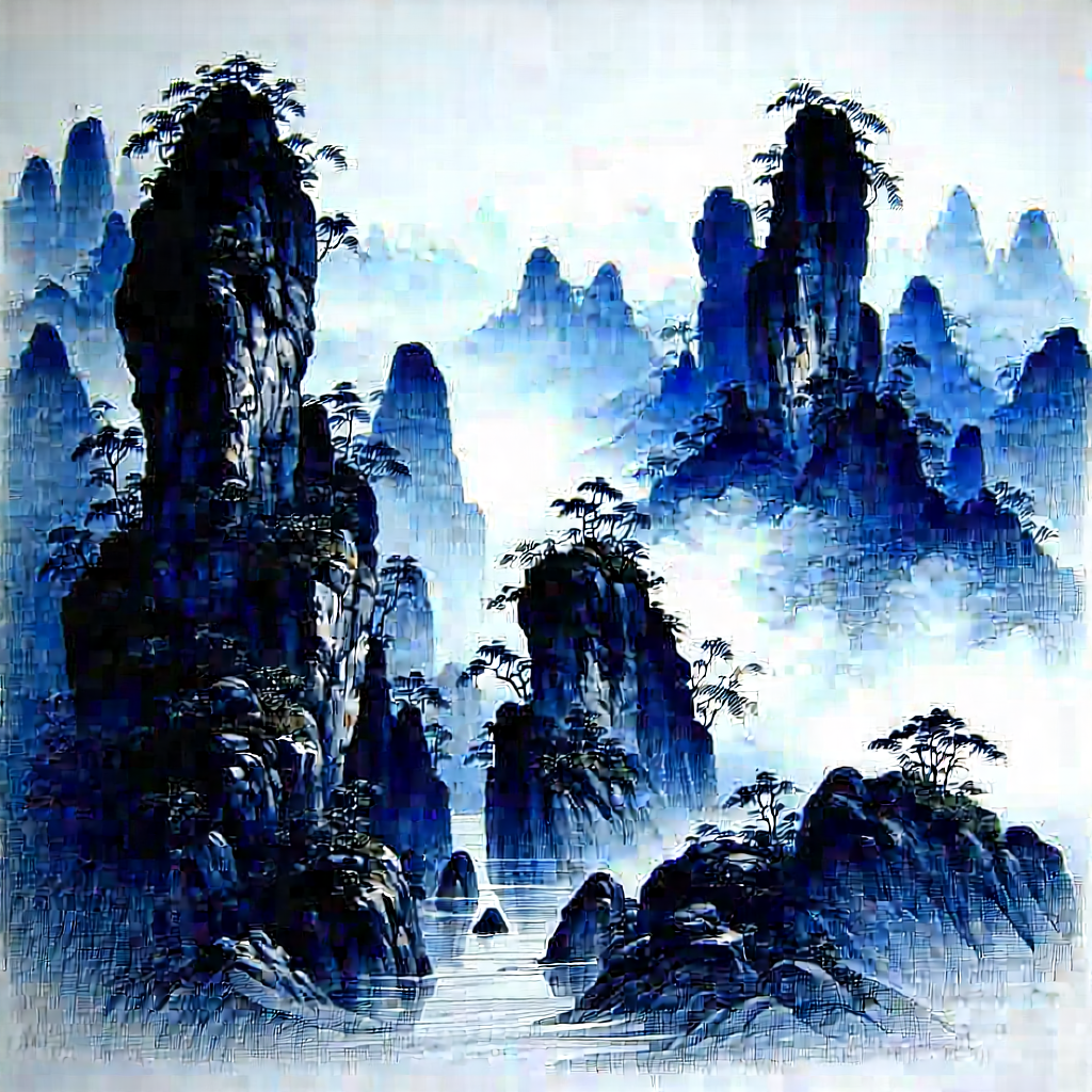 Nature Charcoal Drawing: Rock Formation In Rainy Season With Image, There