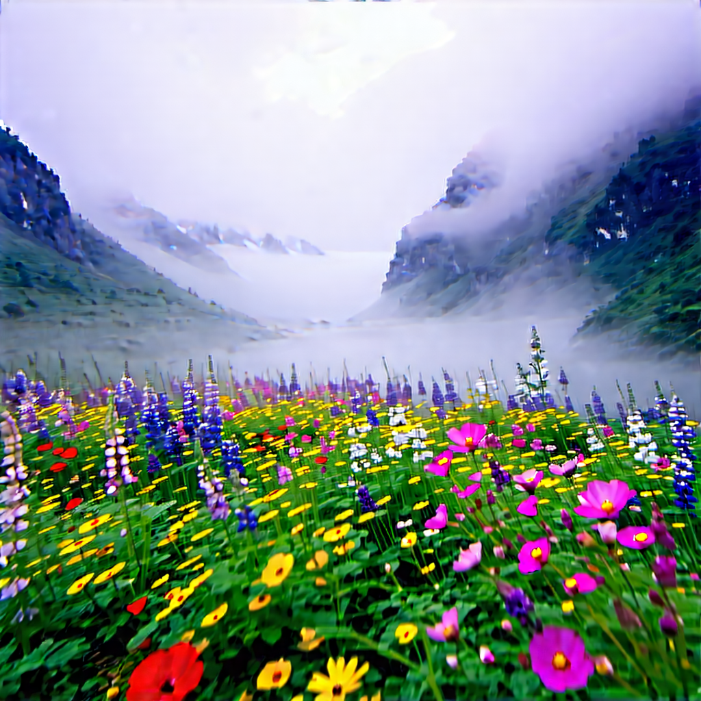 Nature Professional Photography: Wildflowers In Misty Environment With Beautiful, Lush