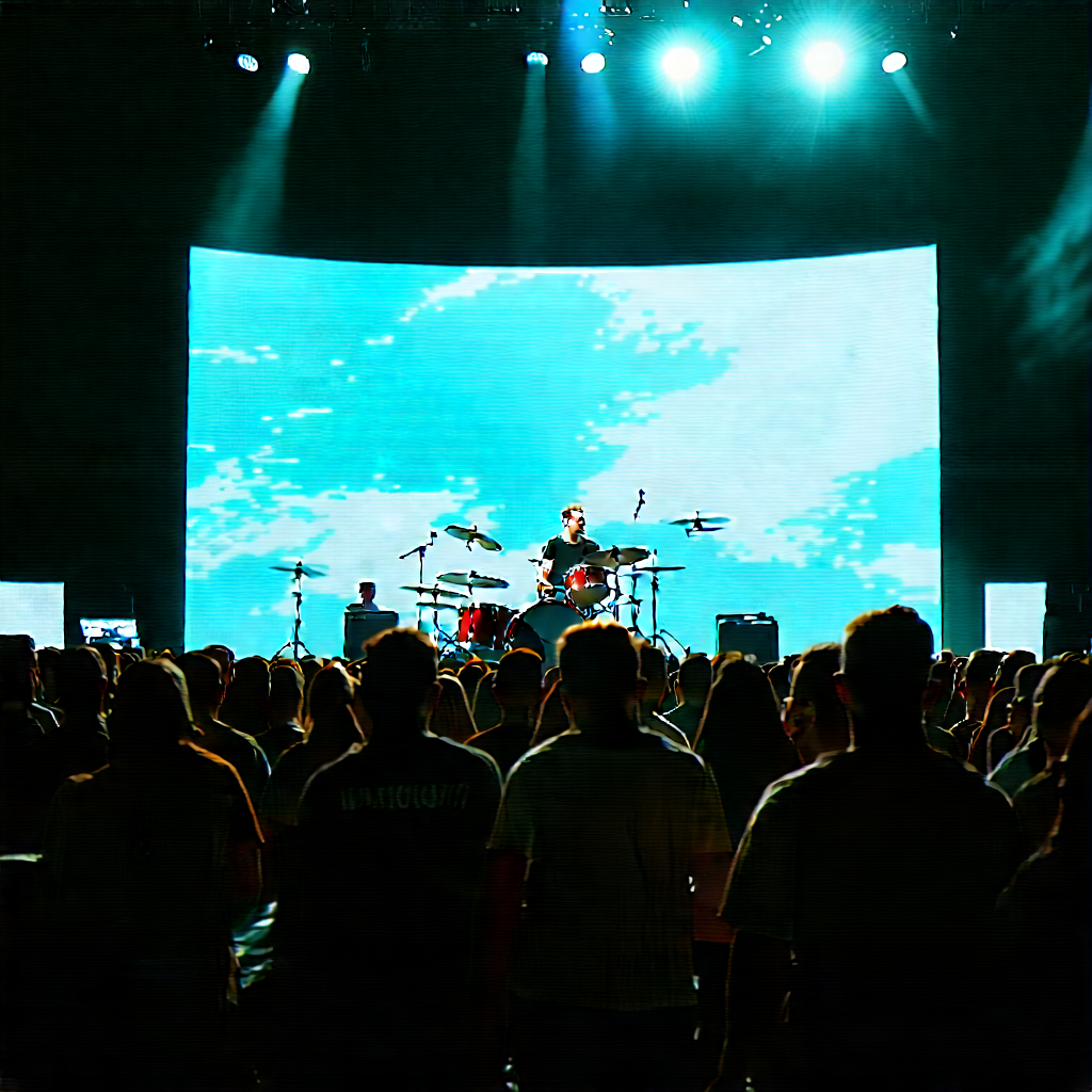 Urban Drone Photography: Urban outdoor concert scene