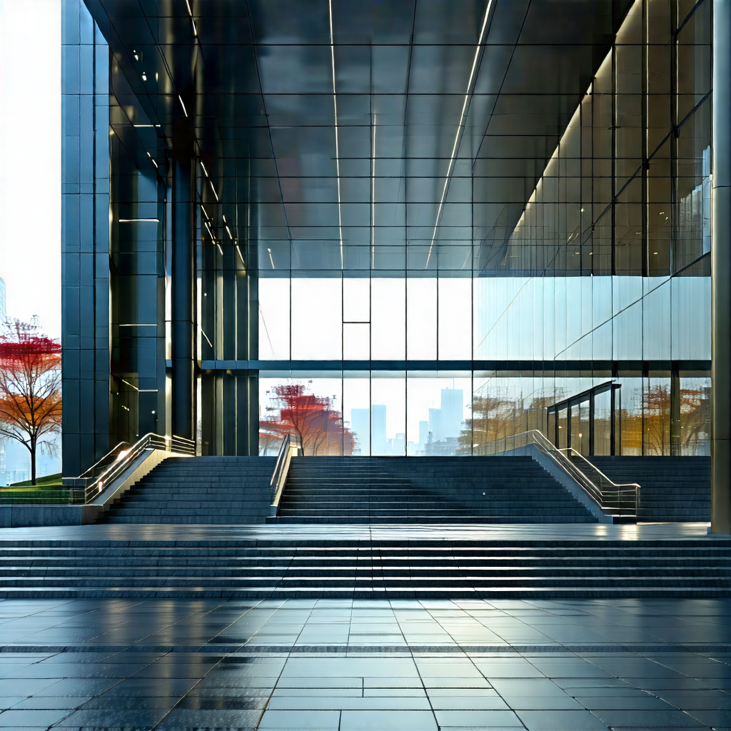 Urban Professional Photography: Urban Street With (modern:1.25) Architecture With Large Building