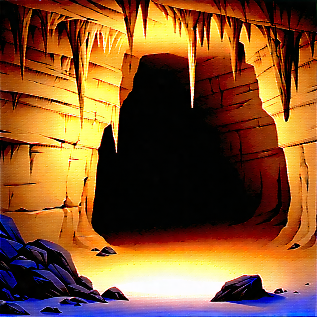 Nature Pastel Drawing: Cave Entrance In Dry Season With Image, There