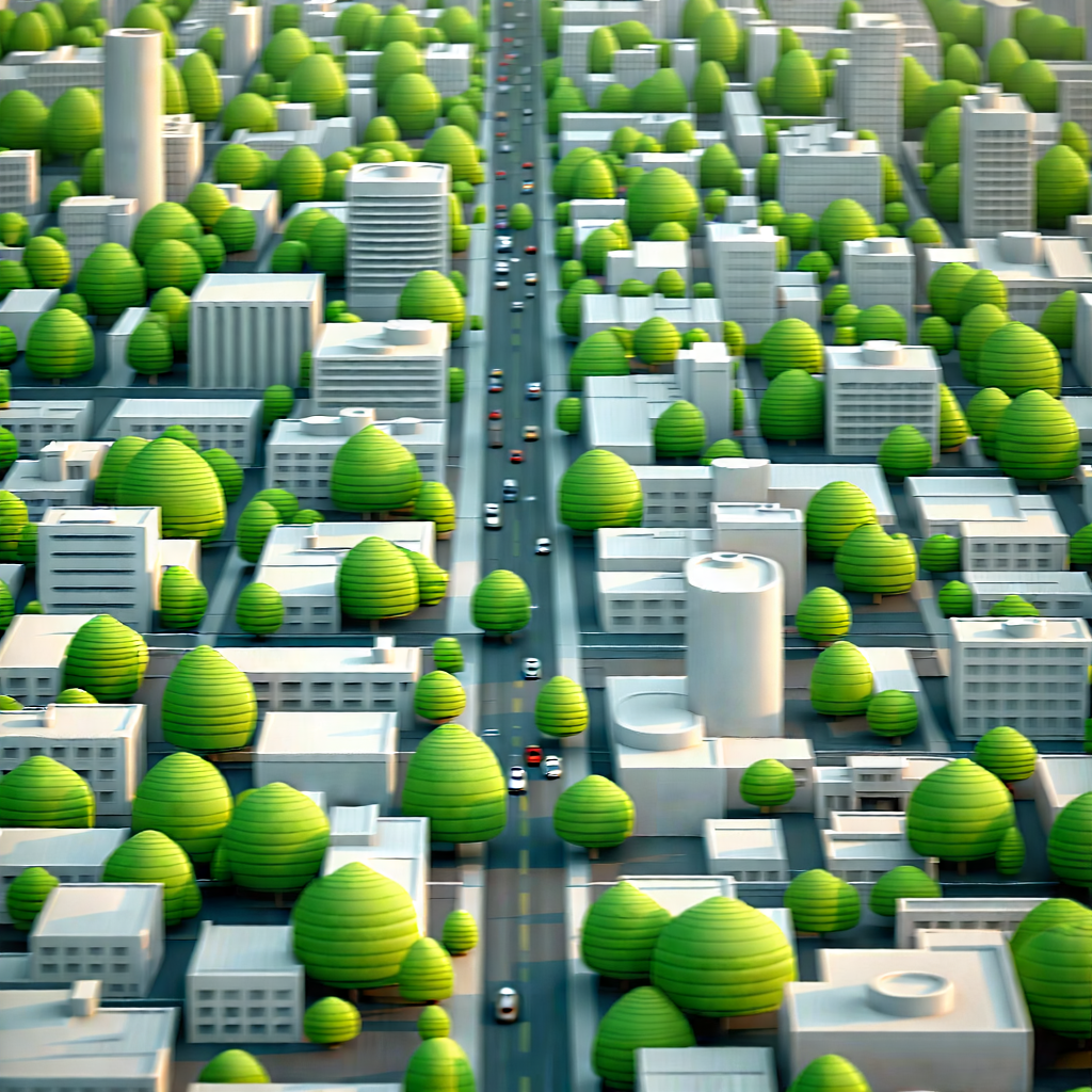 Urban Technical Illustration: Aerial view of city blocks