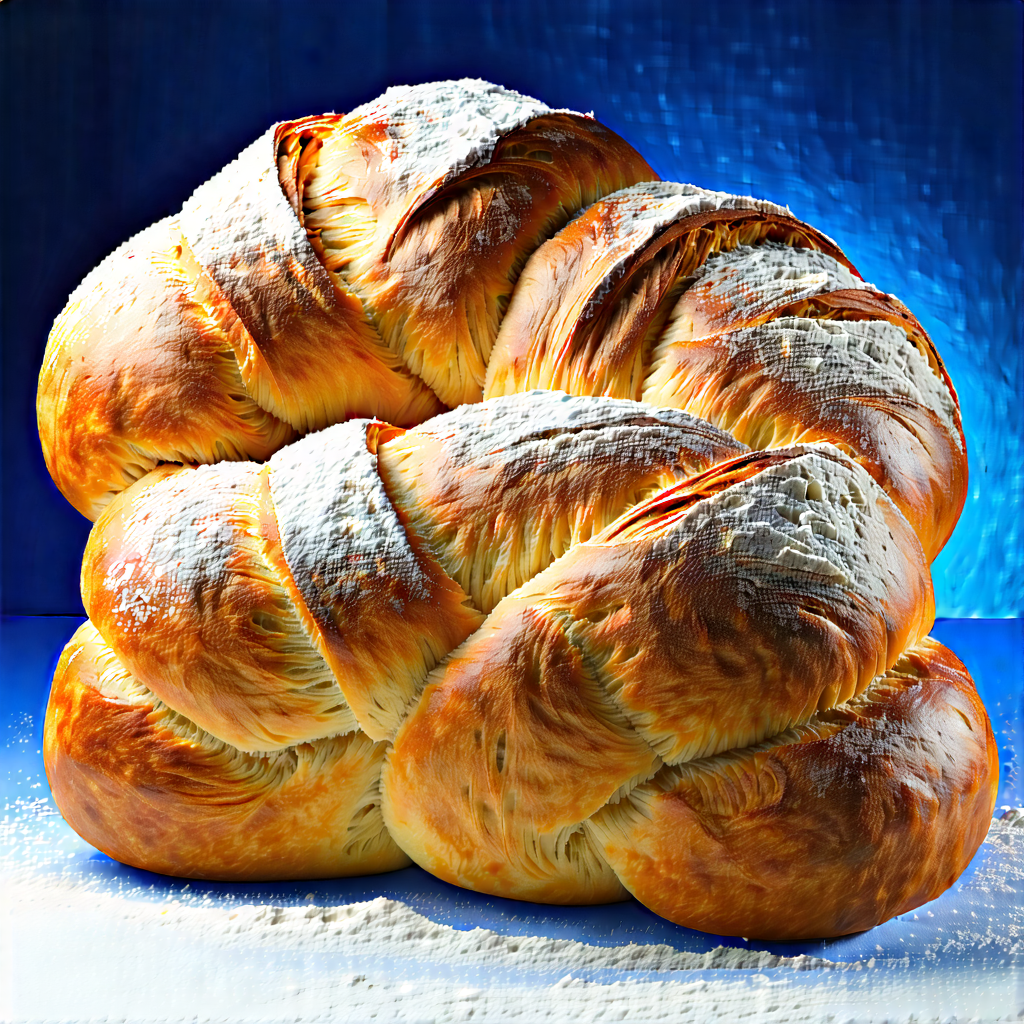 Lifestyle Ink Drawing: Artisanal Bread Prepared With Artistic Presentation With Large, Round