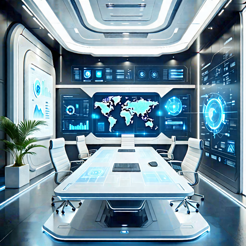 Tech Infographic Style: (futuristic:1.28) Tech Startup Office With Futuristic Office,