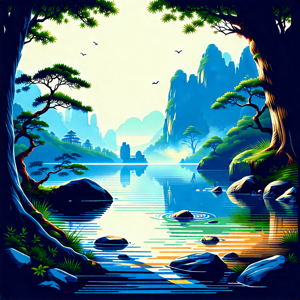 Lifestyle Linocut Print: Wellness Scene With Natural Lighting With Painting, There