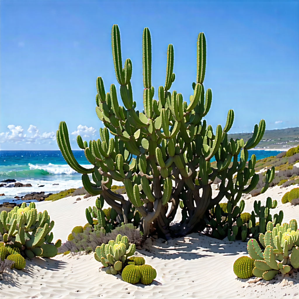 Nature Blender Artwork: Cactus In Coastal Environment With Beautiful Beach
