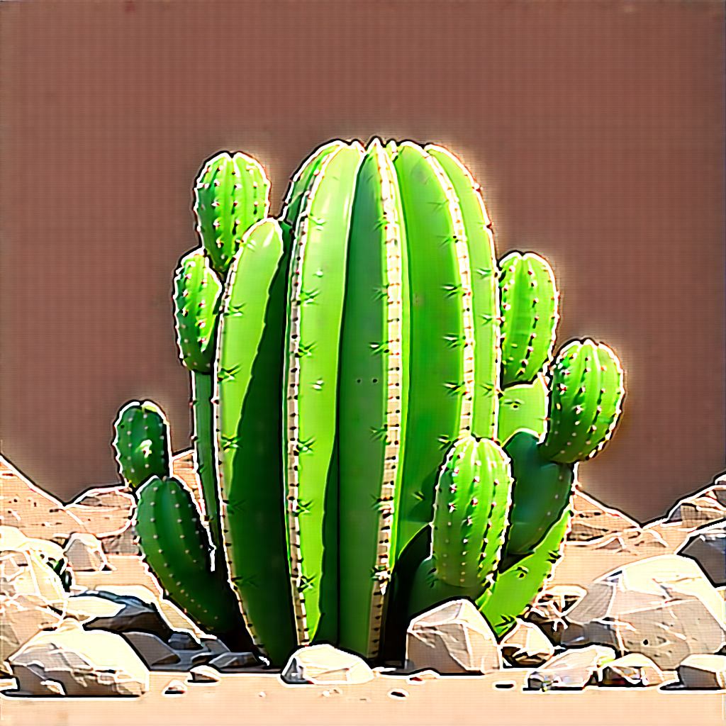 Nature Stock Photography: Cactus In Rocky Terrain With Large Green