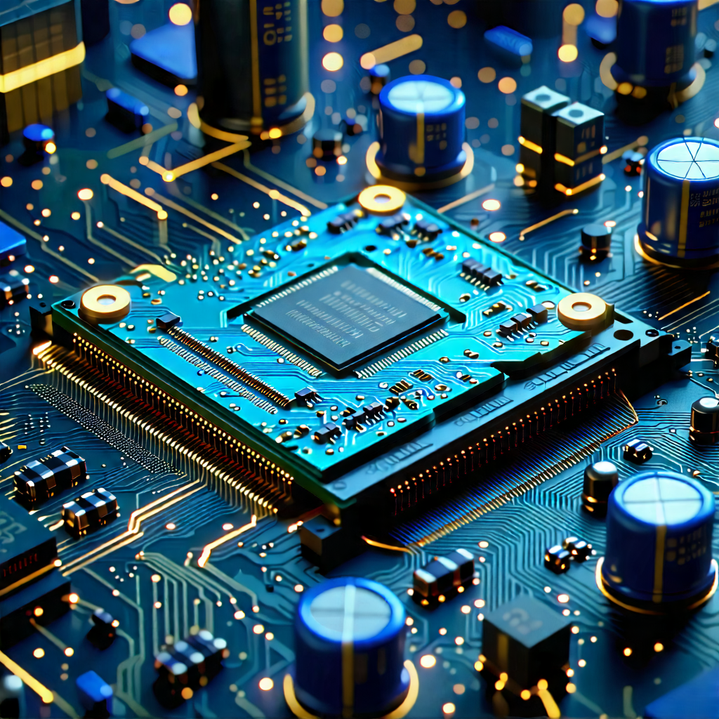 Tech Lithograph: Close-up of electronic circuit
