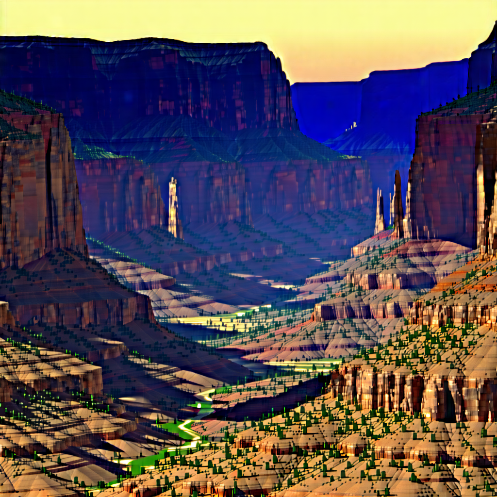 Nature Low Poly: Canyon During Golden Hour With Computer-generated, Three-dimensional