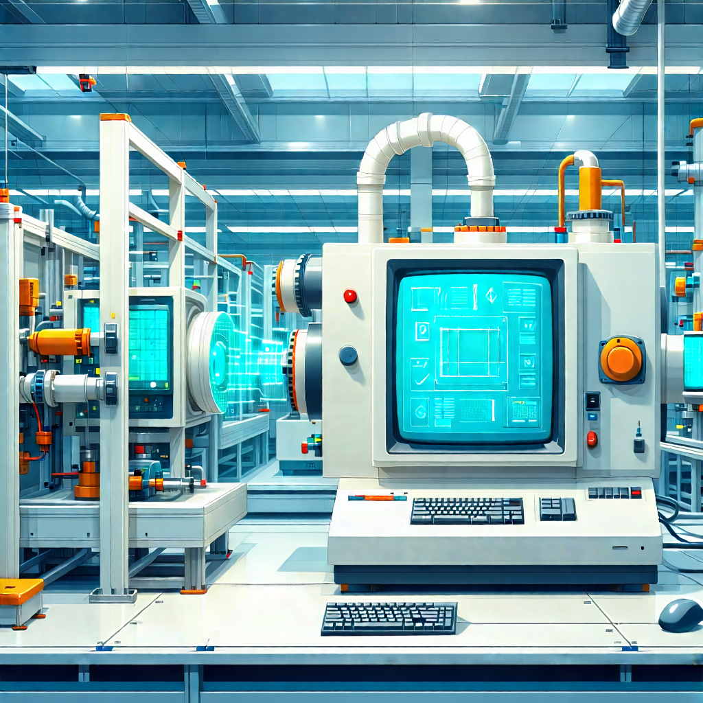 Tech Flat Design: Educational Technology In Manufacturing Facility With Image, There