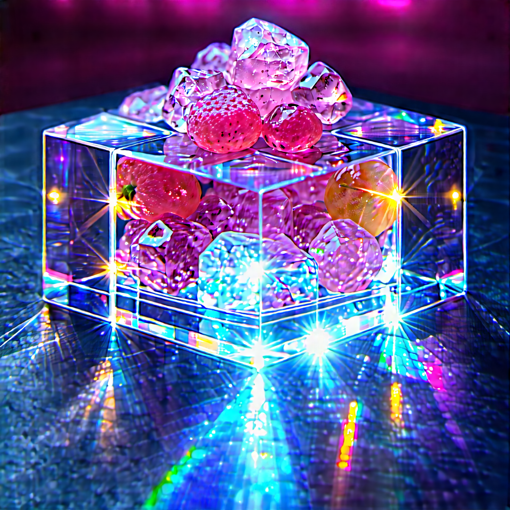 Abstract Food Photography: Hexagonal Pattern With Prismatic Light With Glass Filled