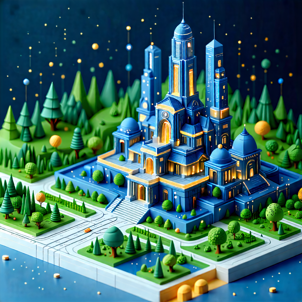 Tech Isometric Design: Machine Learning Visualization With Large Blue