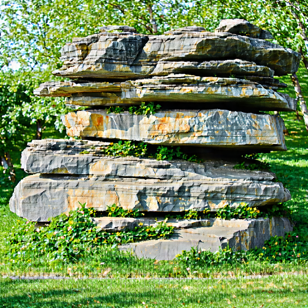 Nature Tilt-shift Photography: Rock Formation In Summer With Large Rock