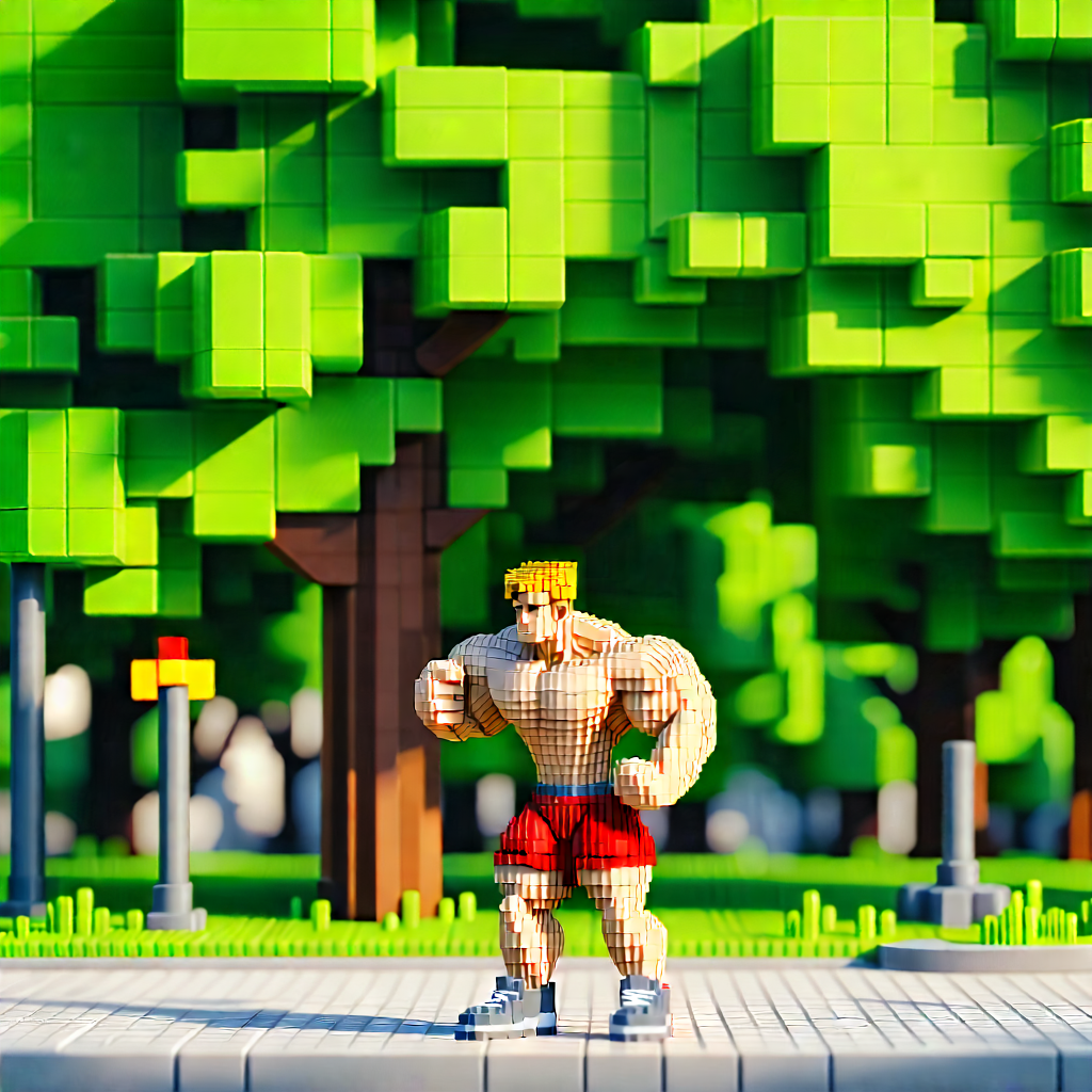 Lifestyle Voxel Art: Strength training in park