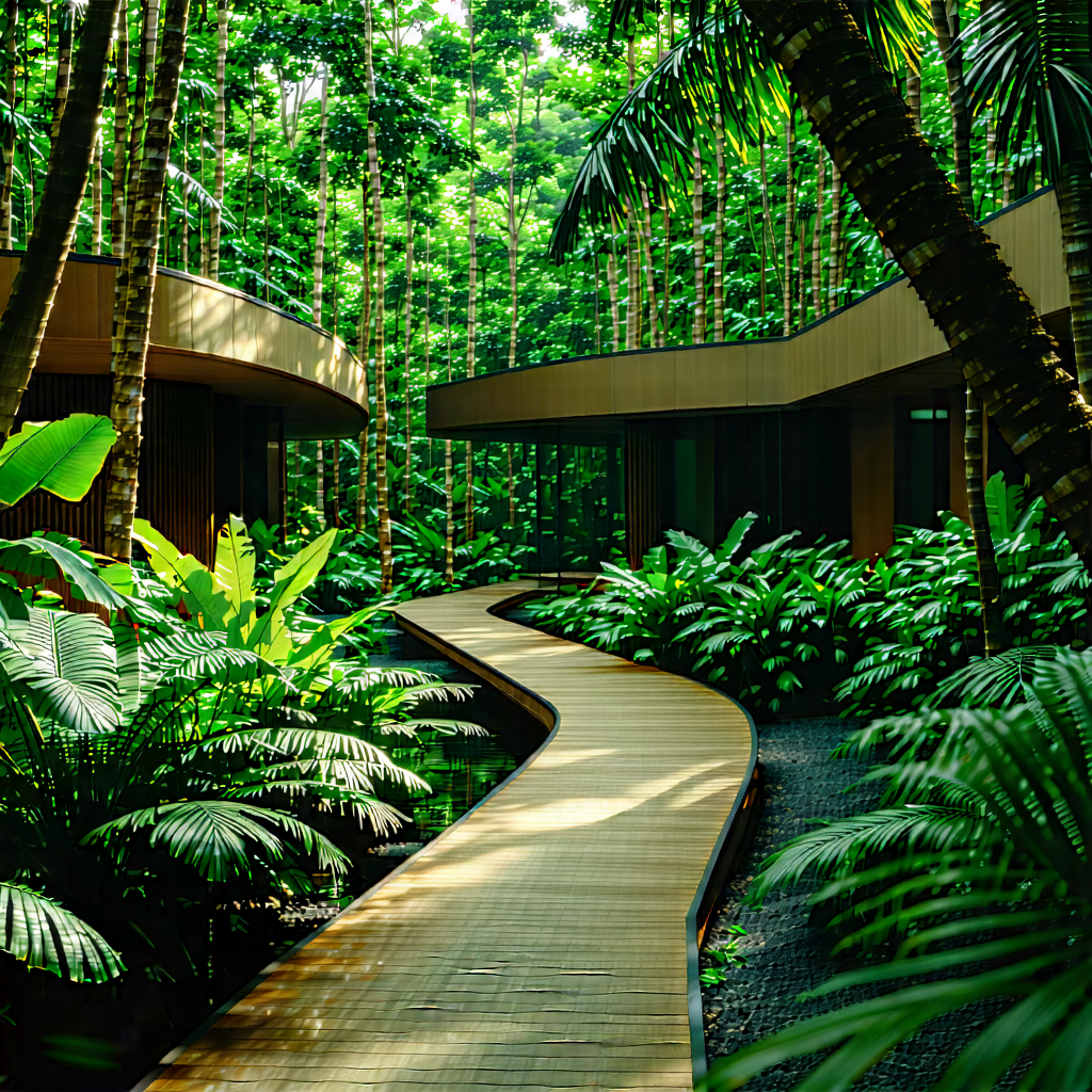 Nature Architectural Photography: Path through tropical jungle