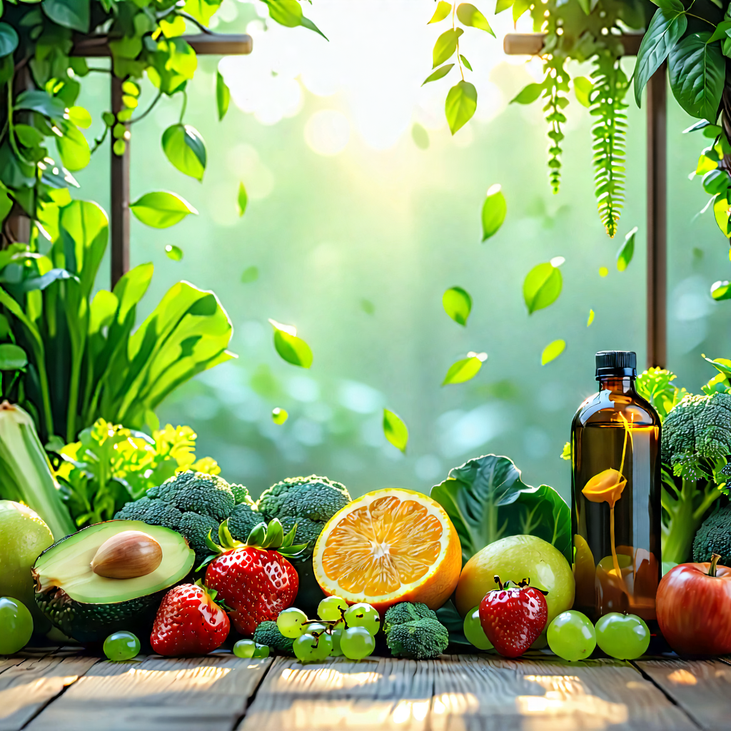 Lifestyle Hdr Photography: Wellness Scene With Healthy Food With Wooden Table