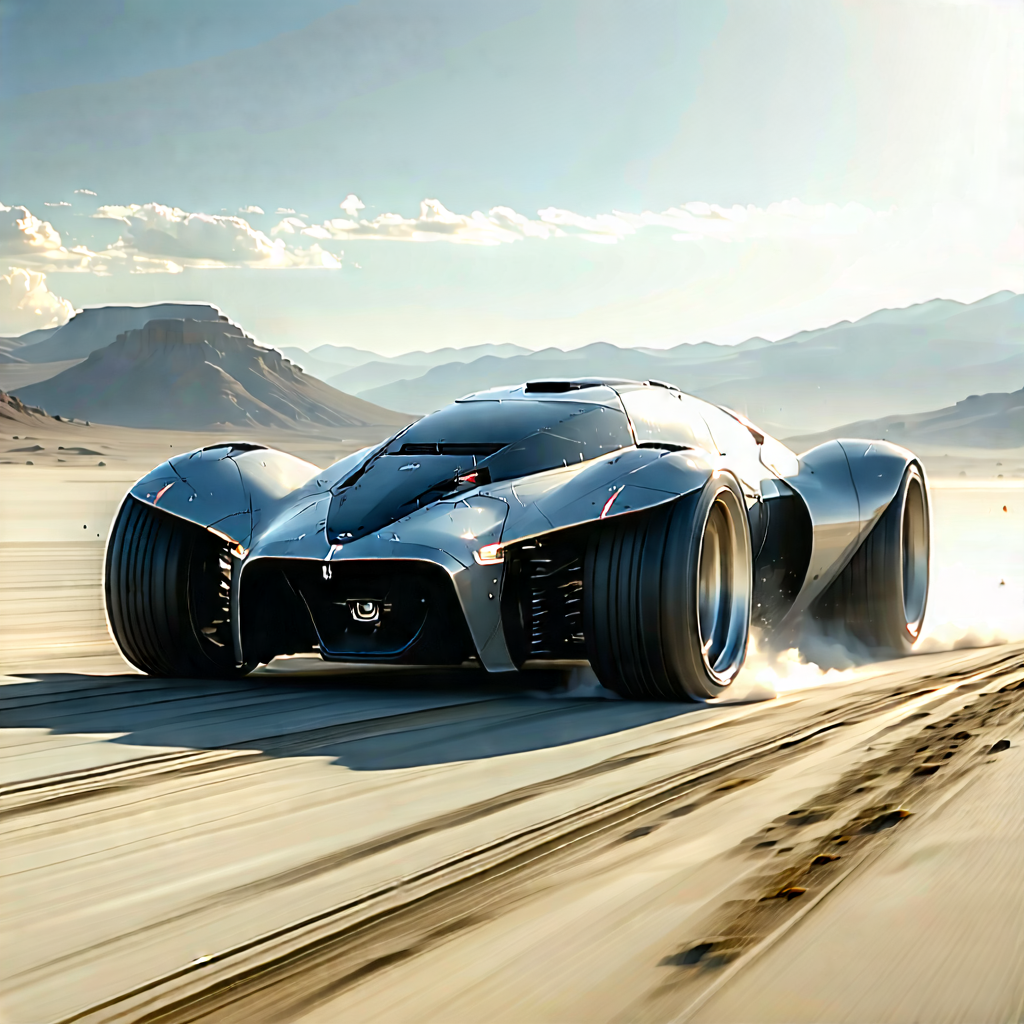 Tech Matte Painting: Automotive Technology In Field Deployment With Futuristic Driving