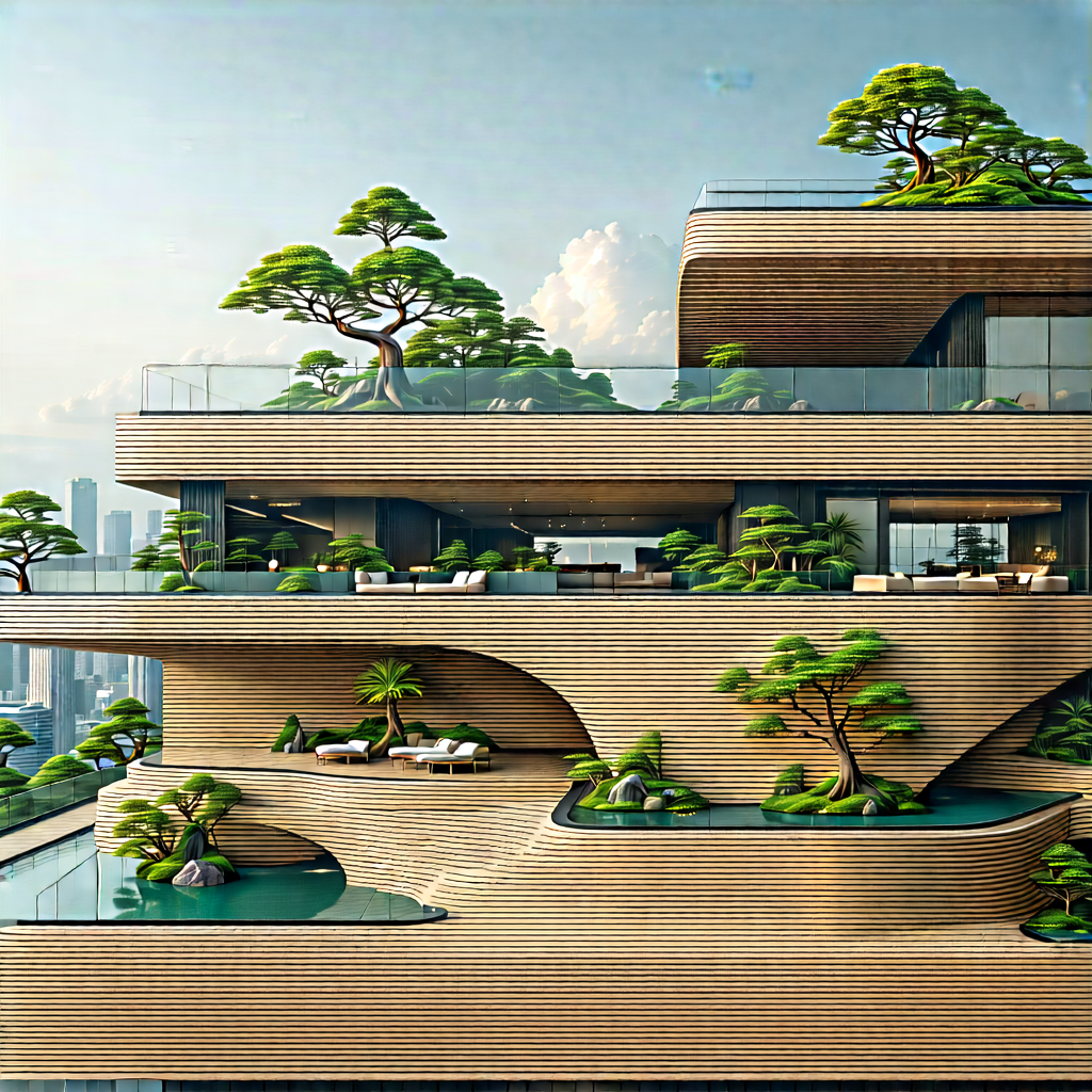 Urban Macro Photography: Rooftop Garden With Sightseeing With Large, Modern