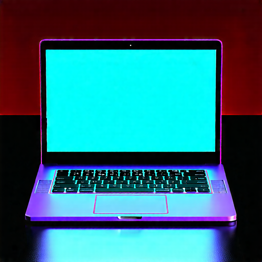 Tech 3d Render: Laptop With Glowing Screen With Laptop Computer