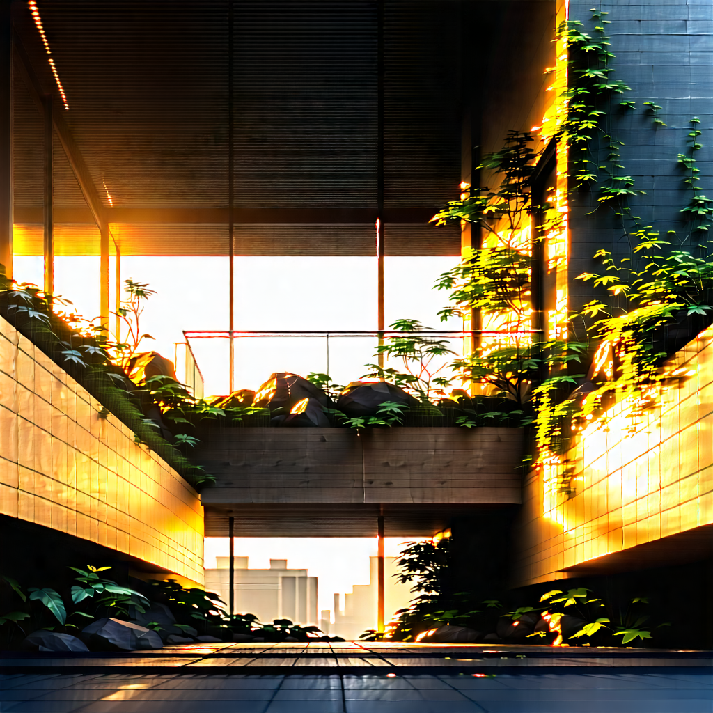 Lifestyle Etching: Balcony Garden With Warm Lighting With Image, There