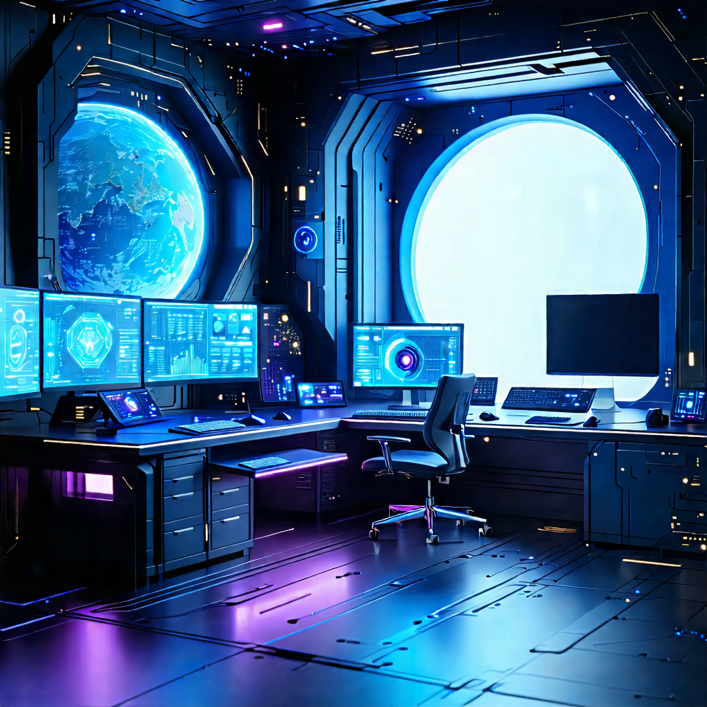 Tech Voxel Art: Futuristic Digital Workspace With Image, There