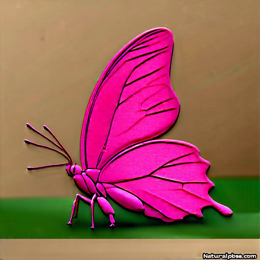 Nature Concept Art: Butterfly In Natural Habitat With Pink Butterfly