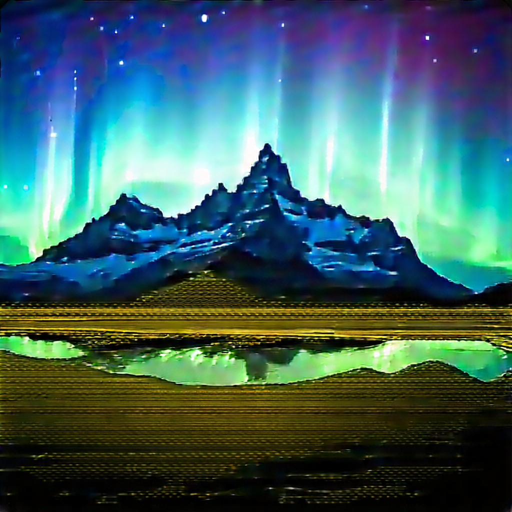 Nature Architectural Photography: Northern lights over (mountain:1.17) peak