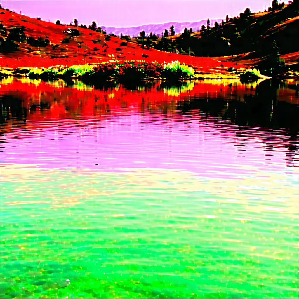 Nature Digital Art: Crystal Clear (lake:1.49) Surrounded By Wildflowers With Beautiful Lake