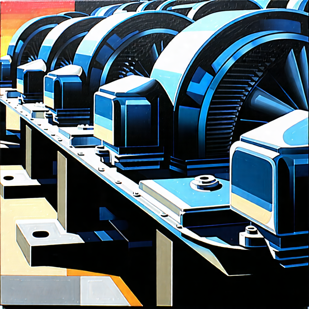 Tech Gouache Painting: Close-up Of Cooling System With Image, There