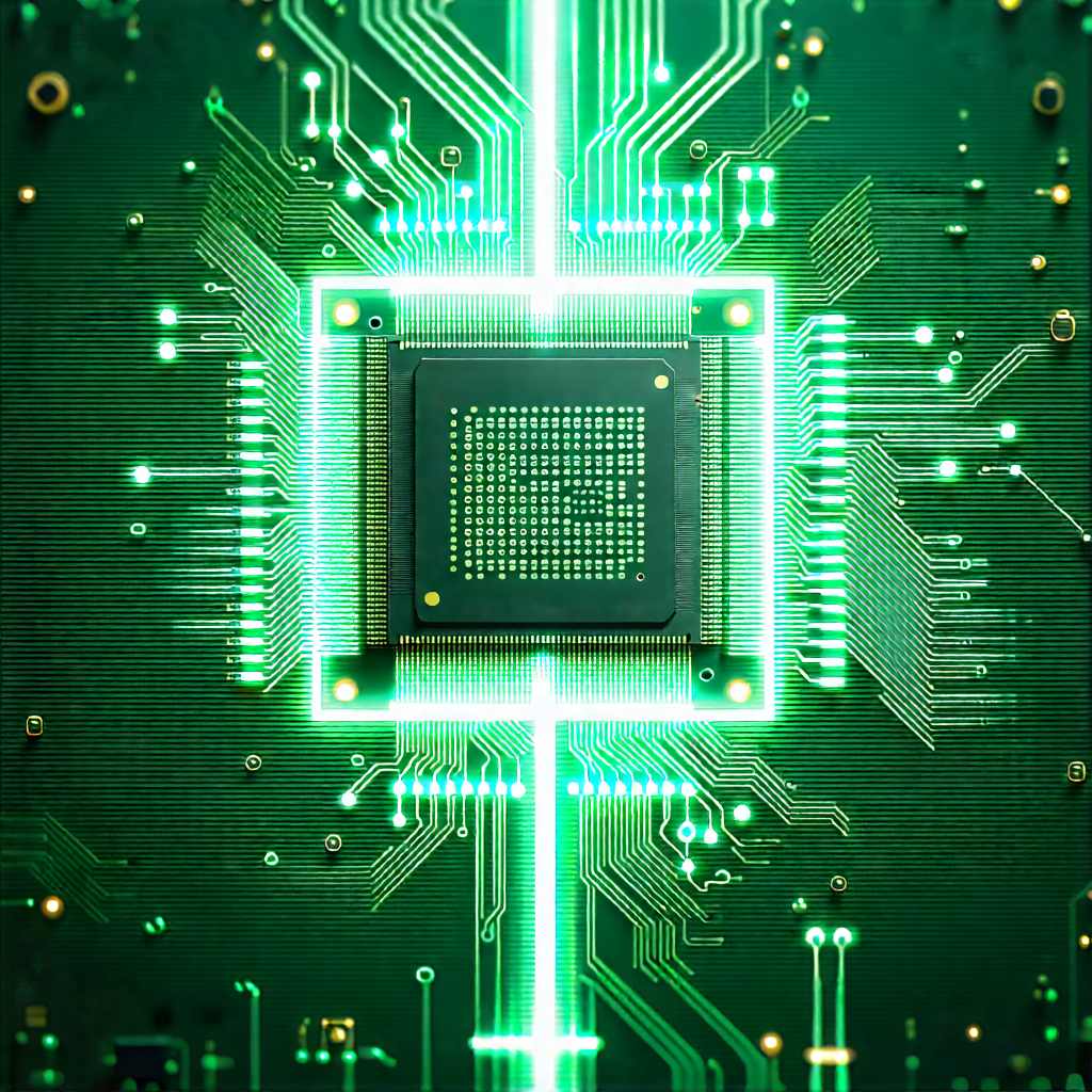 Tech Blender Artwork: Circuit board with holographic projection
